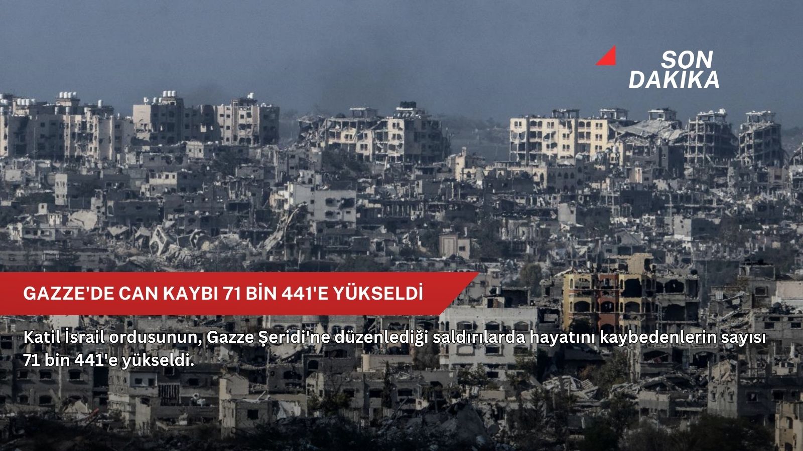 Gazze'de can kaybı 71 bin 441'e yükseldi