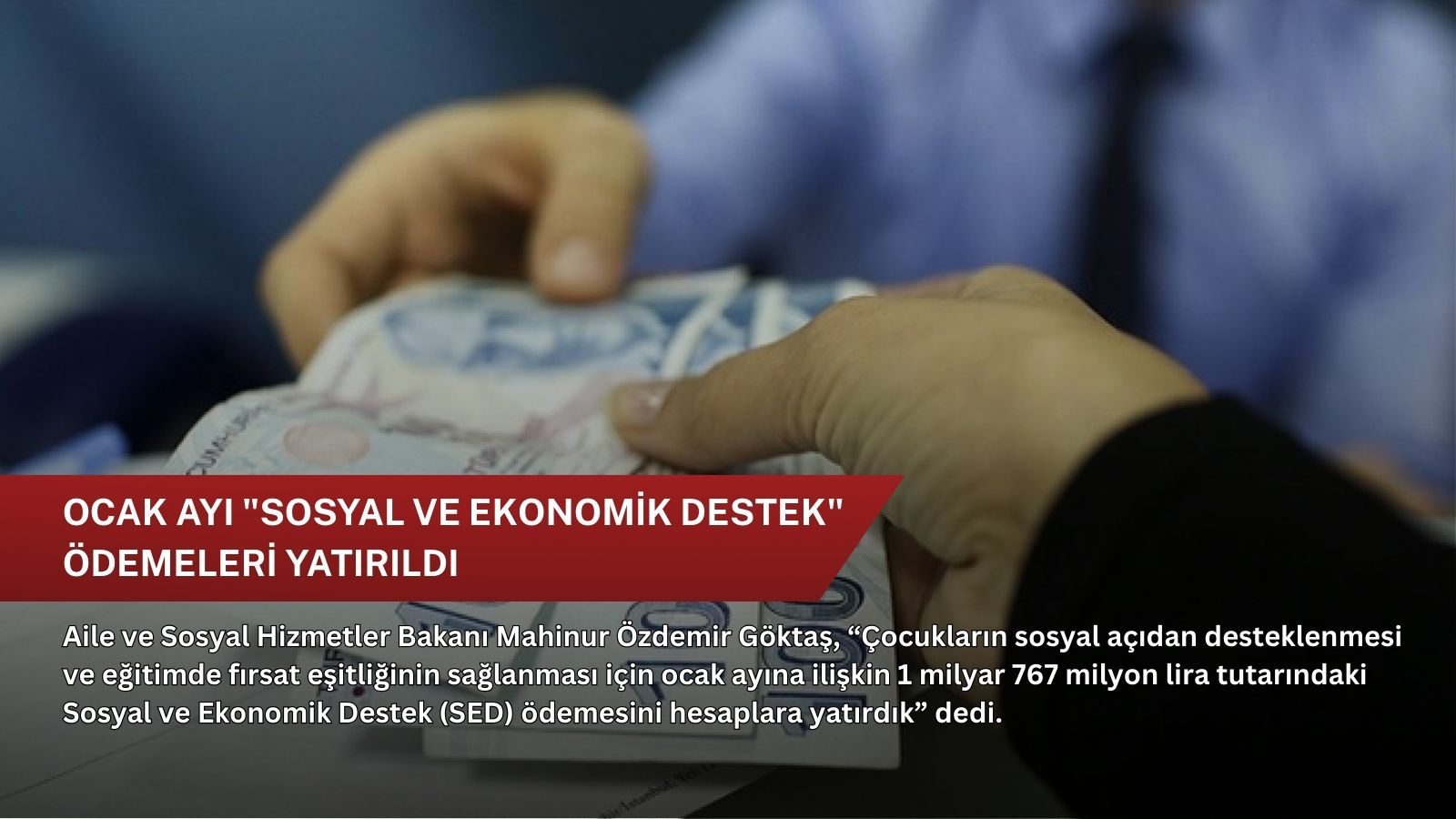 Ocak ayı "Sosyal ve Ekonomik Destek" ödemeleri yatırıldı