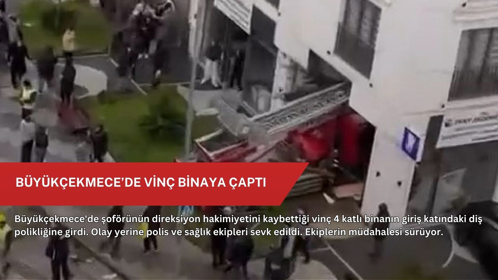Büyükçekmece’de vinç binaya çaptı
