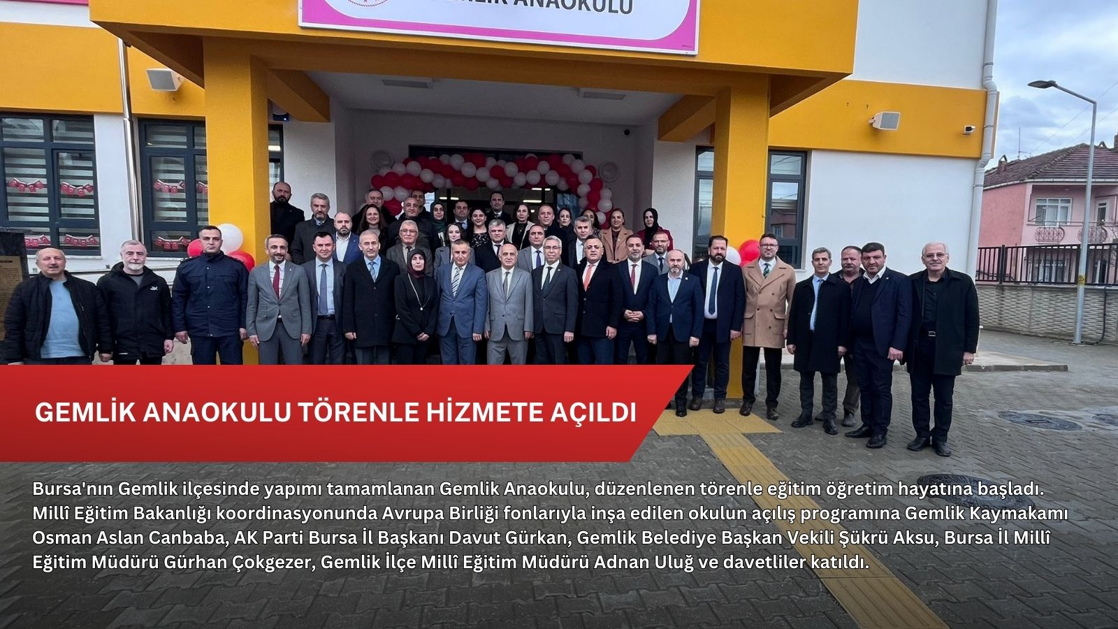 Gemlik Anaokulu törenle hizmete açıldı
