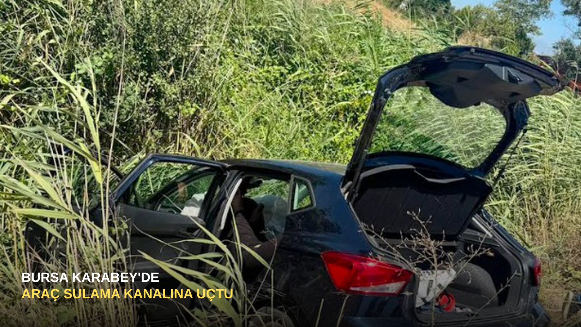 Bursa Karabey'de araç sulama kanalına uçtu