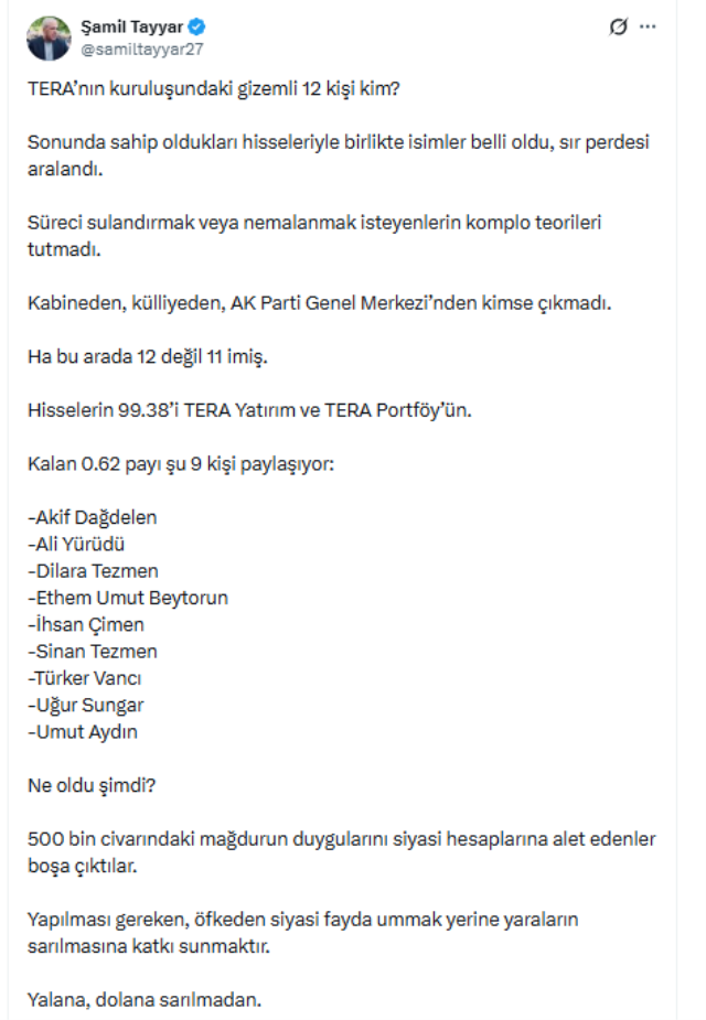 Teranin Gizemli 11 Yatirimcisi 20272478 2940 1 M