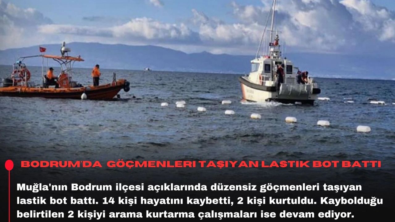 Bodrum'da  göçmenleri taşıyan lastik bot battı