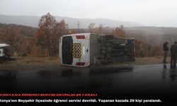 Konya'da öğrenci servisi devrildi: 29 yaralı
