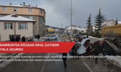 Samsun'da rüzgar okul çatısını yola uçurdu