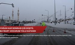 Yoğun kar sonrası çığ düştü, Bayburt-Erzurum yolu kapandı