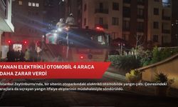 Yanan elektrikli otomobil 4 araca daha zarar verdi