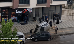 Yıldırım’da kontrolden çıkan otomobil takla attı