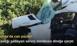 Bursa’da can pazarı! Lastiği patlayan servis minibüsü direğe çarptı
