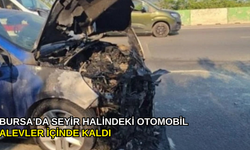 Bursa'da seyir halindeki otomobil alevler içinde kaldı