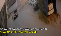 Sokakta oyun oynayan çocukların arasına drift atarak daldı!