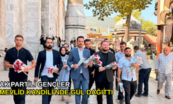 AK Partili gençler Mevlid Kandili'nde gül dağıttı