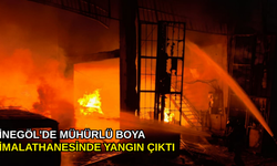 İnegöl'de mühürlü boya imalathanesinde yangın çıktı