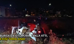 Bursa'da otomobil takla attı, 5 kişi yaralandı