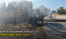Bursa'da saman yüklü kamyonet alev aldı