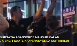 Bursa’da asansörde mahsur kalan 2 genç 1 saatlik operasyonla kurtarıldı