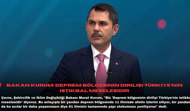 Bakan Kurum: Deprem bölgesinin dirilişi Türkiye'nin istikbal meselesidir