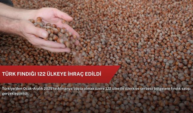Türk fındığı 122 ülkeye ihraç edildi