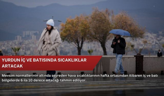 Yurdun iç ve batısında sıcaklıklar artacak