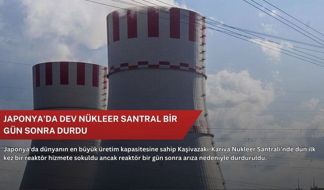 Japonya'da dev nükleer santral bir gün sonra durdu