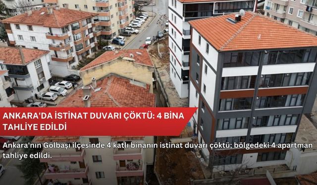 Ankara'da istinat duvarı çöktü: 4 bina tahliye edildi