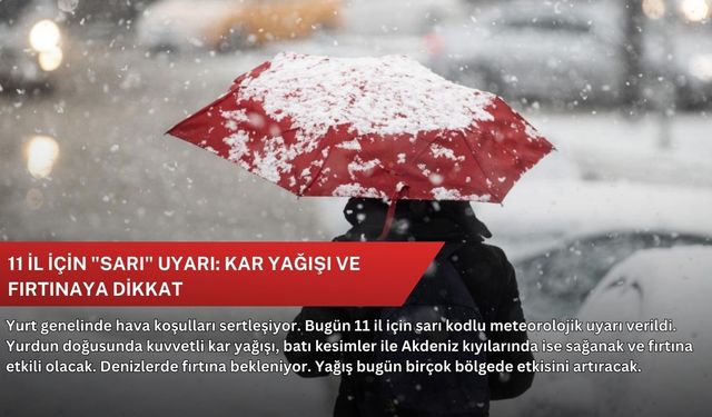 11 il için "sarı" uyarı: Kar yağışı ve fırtınaya dikkat