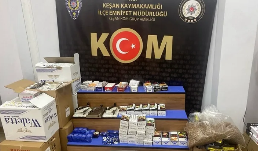 Edirne Keşan'da kapsamlı kaçakçılık operasyonu