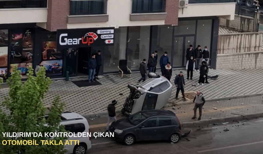 Yıldırım’da kontrolden çıkan otomobil takla attı