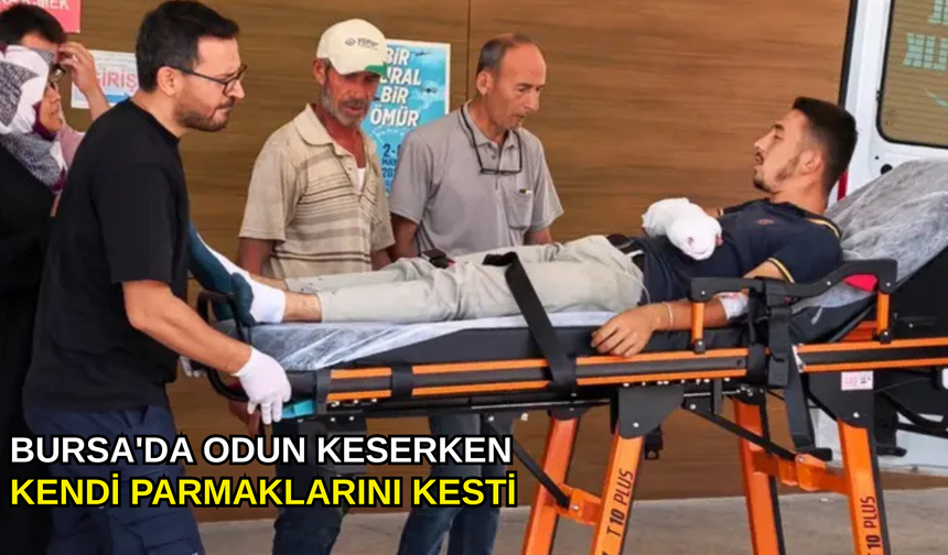 Bursa'da odun keserken kendi parmaklarını kesti