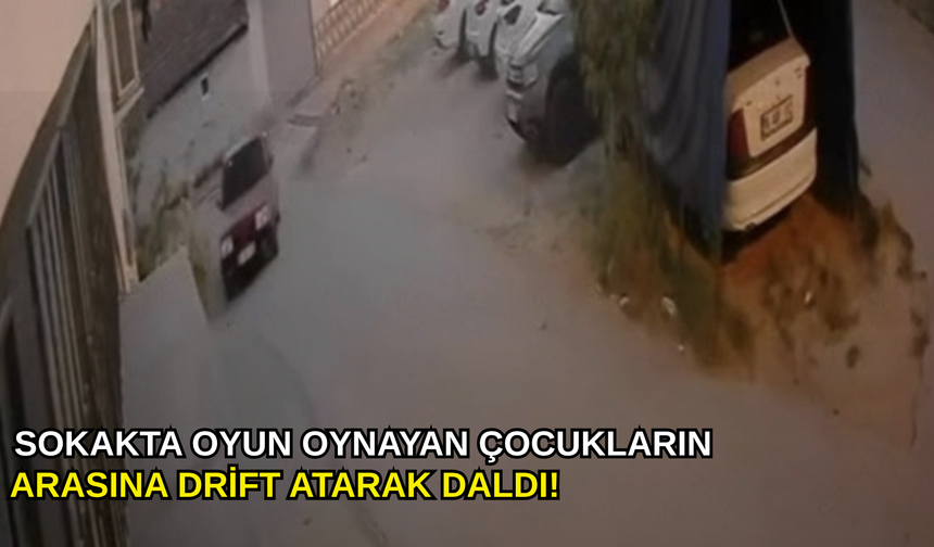 Sokakta oyun oynayan çocukların arasına drift atarak daldı!
